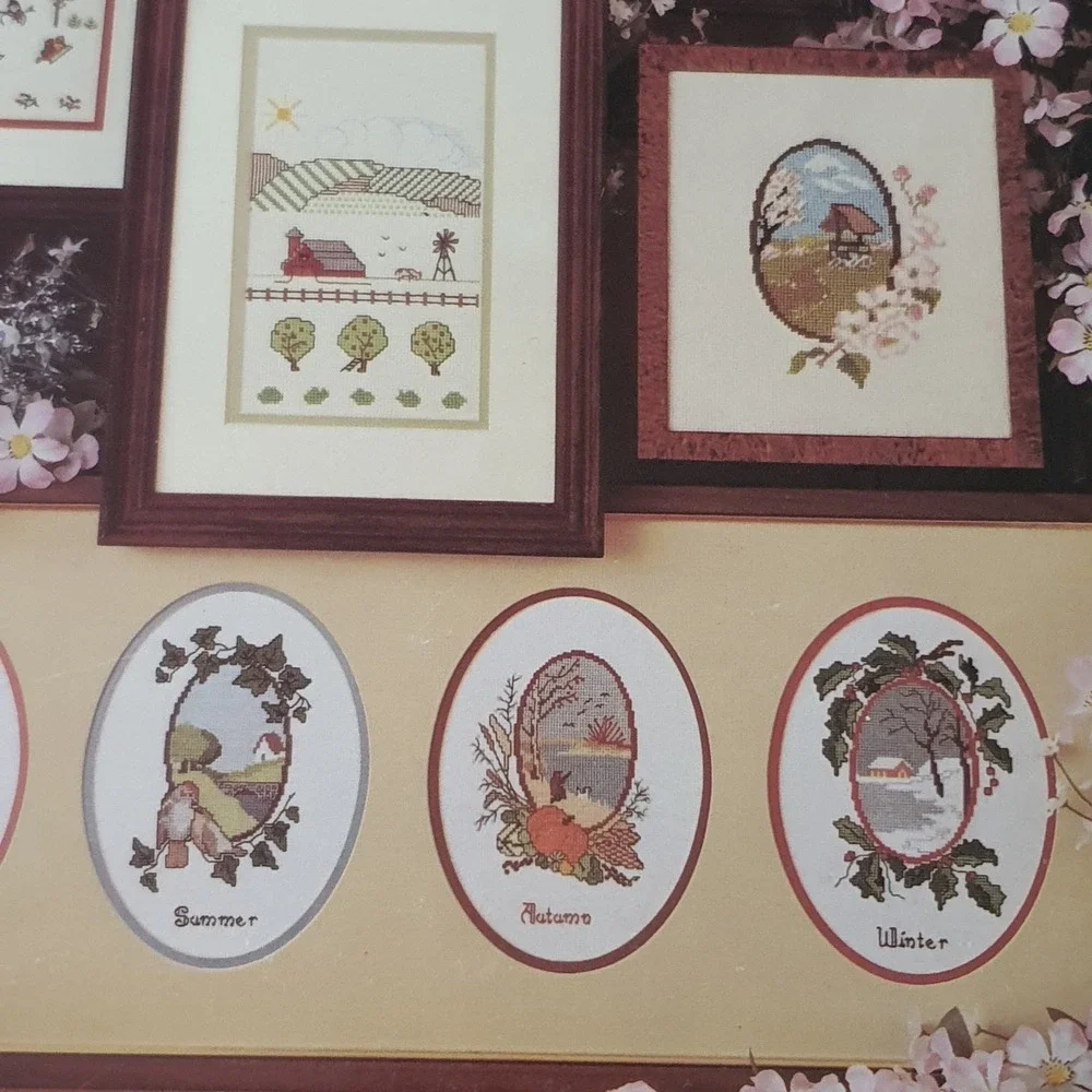 Leisure Arts Four Seasons Cross Stitch Needlepoint Pattern Leaflet Winter Spring